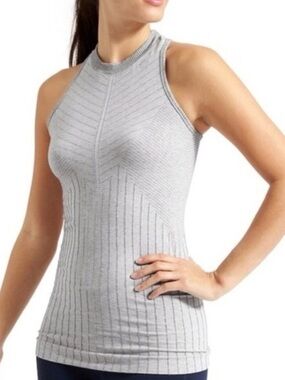 Athleta Light Gray Racerback Ribbed High-Neck Tank Top Medium